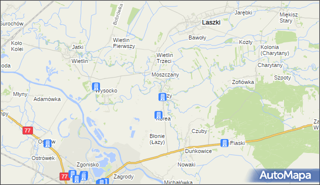 mapa Łazy gmina Radymno, Łazy gmina Radymno na mapie Targeo