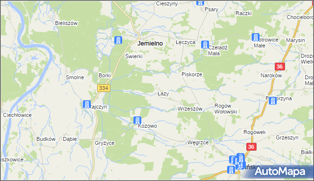 mapa Łazy gmina Wińsko, Łazy gmina Wińsko na mapie Targeo