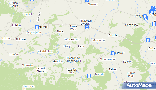 mapa Łazy gmina Zagórów, Łazy gmina Zagórów na mapie Targeo