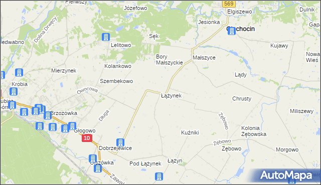 mapa Łążynek, Łążynek na mapie Targeo