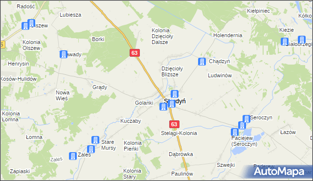 mapa Lebiedzie gmina Sterdyń, Lebiedzie gmina Sterdyń na mapie Targeo