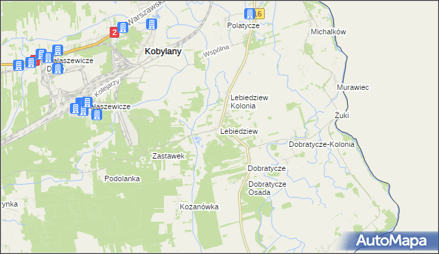 mapa Lebiedziew, Lebiedziew na mapie Targeo