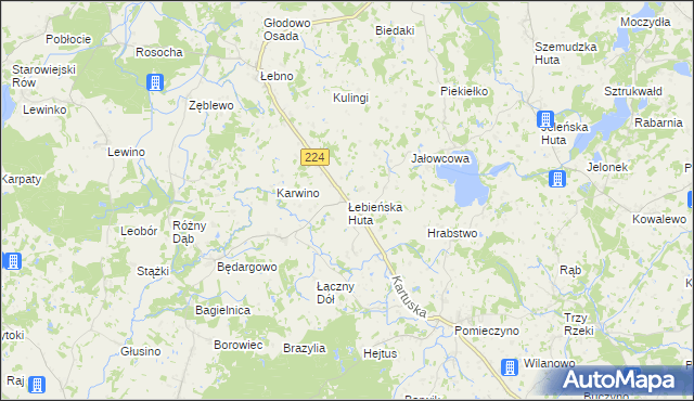 mapa Łebieńska Huta, Łebieńska Huta na mapie Targeo