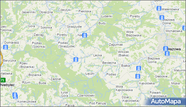 mapa Lecka, Lecka na mapie Targeo