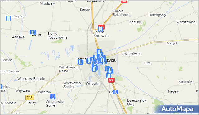 mapa Łęczyca, Łęczyca na mapie Targeo