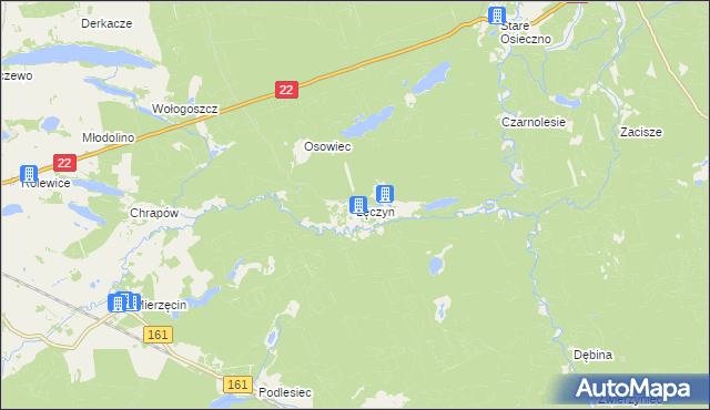 mapa Łęczyn gmina Dobiegniew, Łęczyn gmina Dobiegniew na mapie Targeo