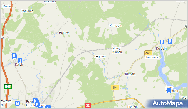 mapa Łęgowo gmina Sulechów, Łęgowo gmina Sulechów na mapie Targeo