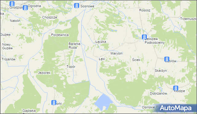 mapa Łęki gmina Kotuń, Łęki gmina Kotuń na mapie Targeo