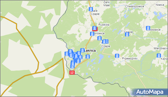 mapa Łęknica powiat żarski, Łęknica powiat żarski na mapie Targeo