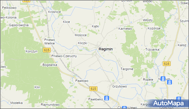 mapa Lekowo gmina Regimin, Lekowo gmina Regimin na mapie Targeo