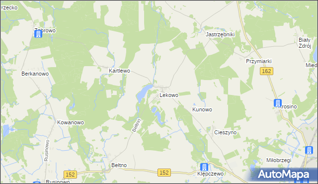 mapa Lekowo gmina Świdwin, Lekowo gmina Świdwin na mapie Targeo