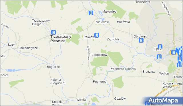 mapa Leopoldów gmina Trzeszczany, Leopoldów gmina Trzeszczany na mapie Targeo