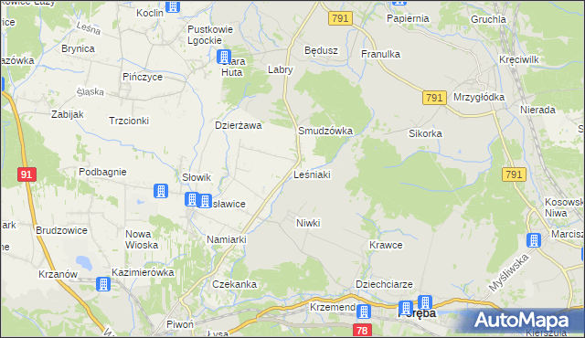 mapa Leśniaki gmina Siewierz, Leśniaki gmina Siewierz na mapie Targeo