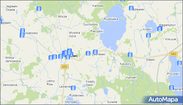 mapa Leśniewo gmina Srokowo, Leśniewo gmina Srokowo na mapie Targeo