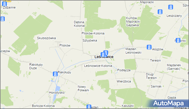 mapa Leśniowice, Leśniowice na mapie Targeo