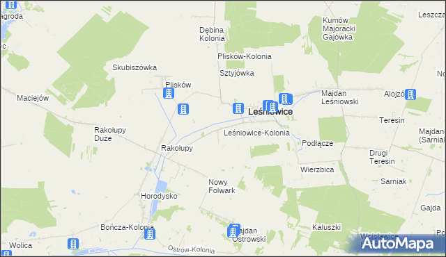 mapa Leśniowice-Kolonia, Leśniowice-Kolonia na mapie Targeo