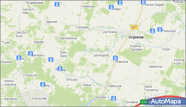 mapa Leśnogóra, Leśnogóra na mapie Targeo