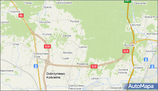 mapa Letniki gmina Dobrzyniewo Duże, Letniki gmina Dobrzyniewo Duże na mapie Targeo