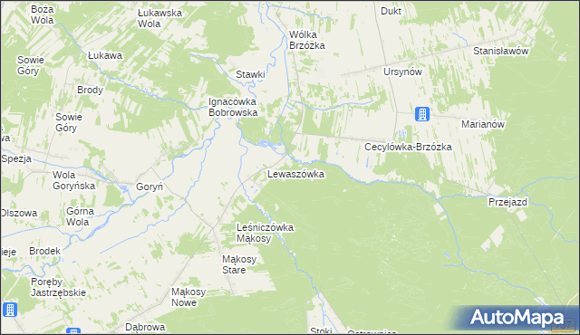 mapa Lewaszówka-Leśniczówka, Lewaszówka-Leśniczówka na mapie Targeo