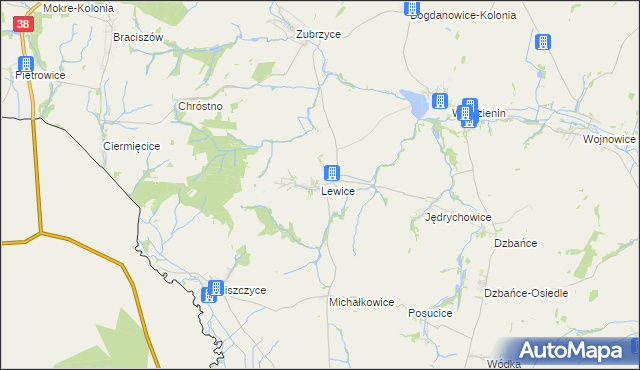 mapa Lewice gmina Branice, Lewice gmina Branice na mapie Targeo