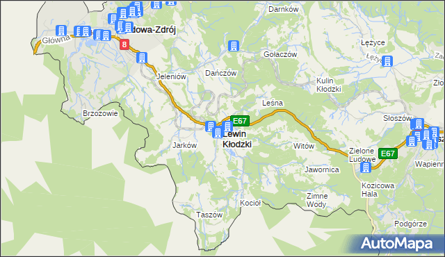 mapa Lewin Kłodzki, Lewin Kłodzki na mapie Targeo