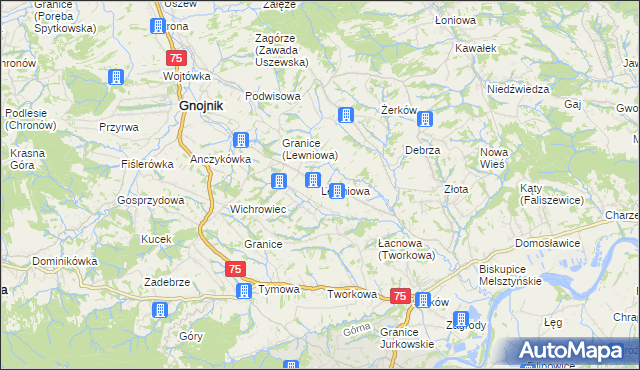 mapa Lewniowa, Lewniowa na mapie Targeo
