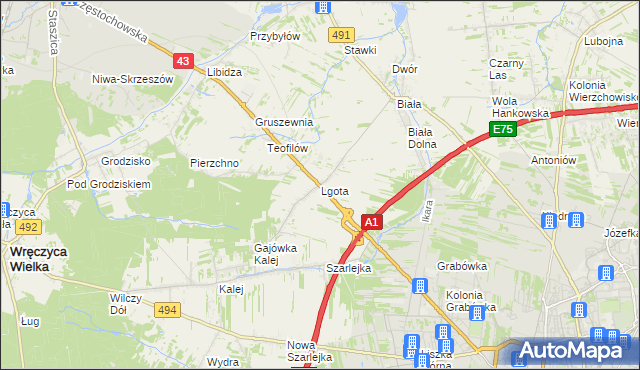 mapa Lgota gmina Kłobuck, Lgota gmina Kłobuck na mapie Targeo