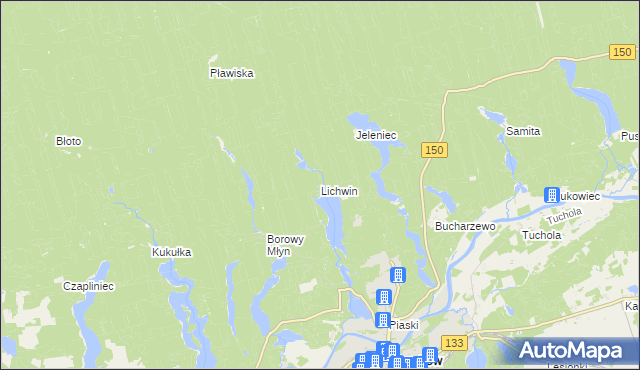 mapa Lichwin gmina Sieraków, Lichwin gmina Sieraków na mapie Targeo