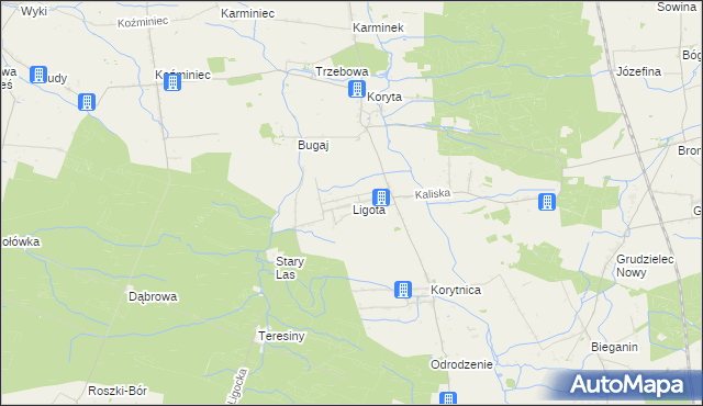 mapa Ligota gmina Raszków, Ligota gmina Raszków na mapie Targeo