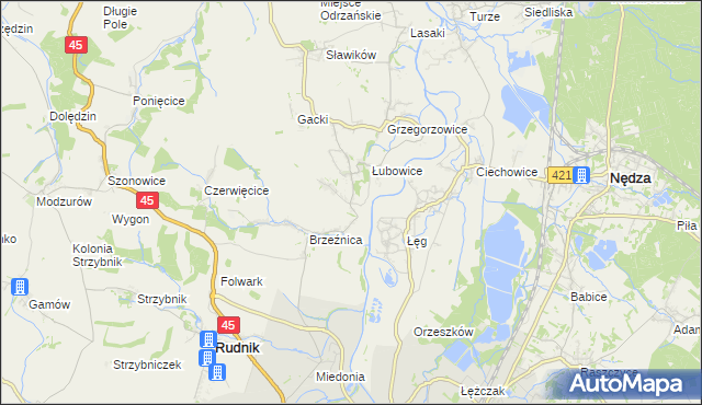 mapa Ligota Książęca gmina Rudnik, Ligota Książęca gmina Rudnik na mapie Targeo