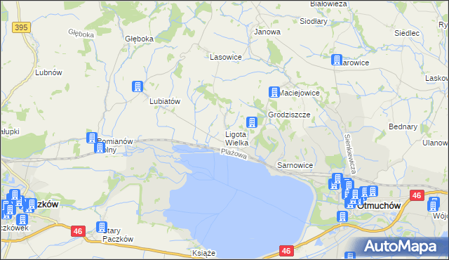 mapa Ligota Wielka gmina Otmuchów, Ligota Wielka gmina Otmuchów na mapie Targeo