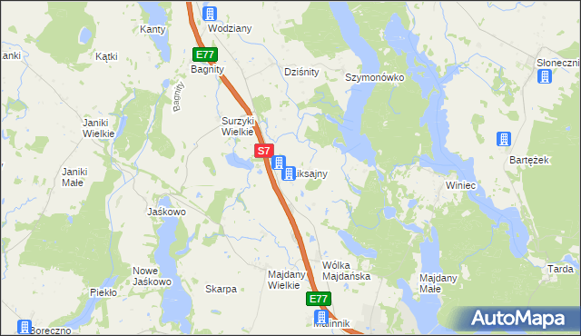mapa Liksajny, Liksajny na mapie Targeo