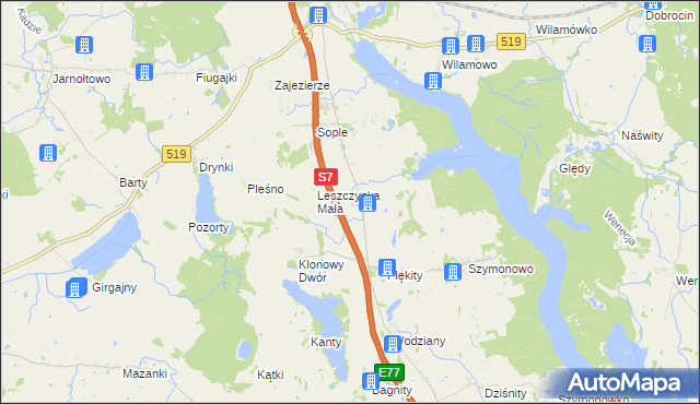 mapa Linki gmina Małdyty, Linki gmina Małdyty na mapie Targeo