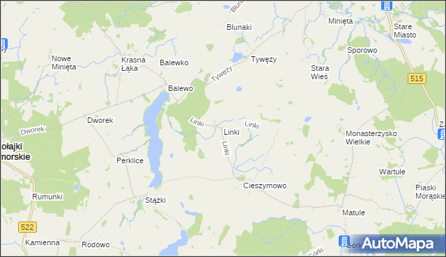 mapa Linki gmina Mikołajki Pomorskie, Linki gmina Mikołajki Pomorskie na mapie Targeo