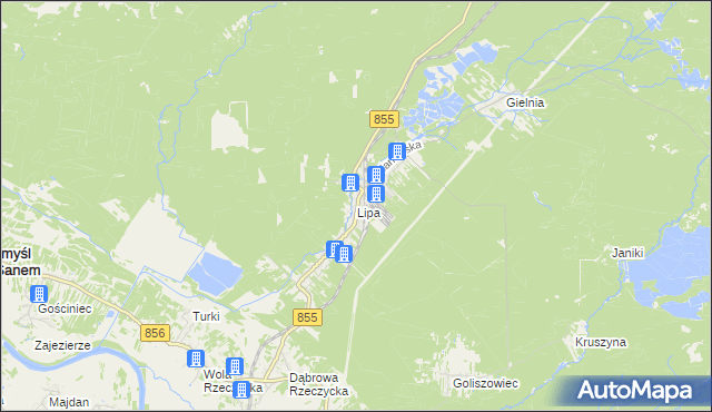 mapa Lipa gmina Zaklików, Lipa gmina Zaklików na mapie Targeo