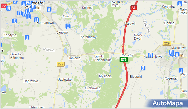 mapa Lipinki Szlacheckie, Lipinki Szlacheckie na mapie Targeo