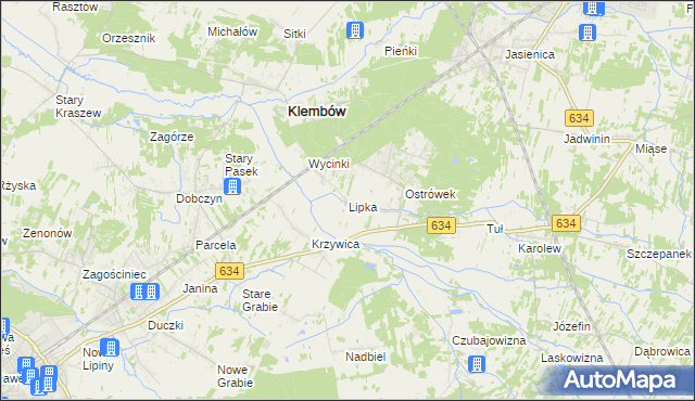 mapa Lipka gmina Klembów, Lipka gmina Klembów na mapie Targeo