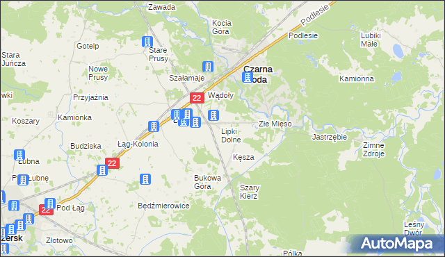 mapa Lipki gmina Czersk, Lipki gmina Czersk na mapie Targeo