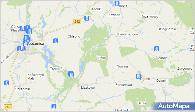 mapa Lipki gmina Łobżenica, Lipki gmina Łobżenica na mapie Targeo