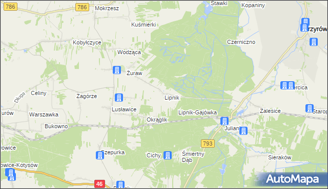 mapa Lipnik gmina Janów, Lipnik gmina Janów na mapie Targeo