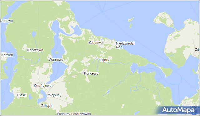 mapa Lipnik gmina Ruciane-Nida, Lipnik gmina Ruciane-Nida na mapie Targeo