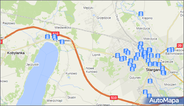 mapa Lipnik gmina Stargard, Lipnik gmina Stargard na mapie Targeo