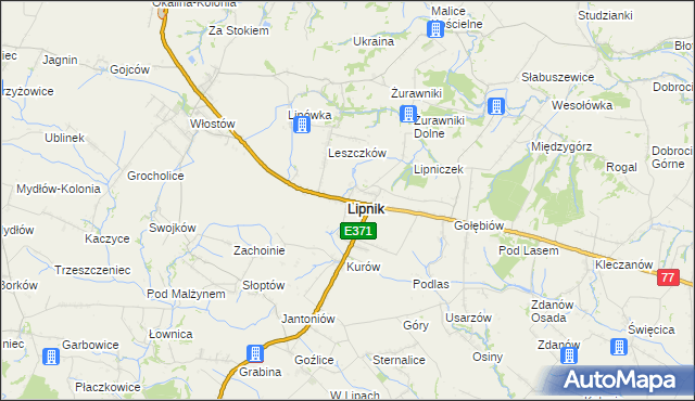 mapa Lipnik powiat opatowski, Lipnik powiat opatowski na mapie Targeo