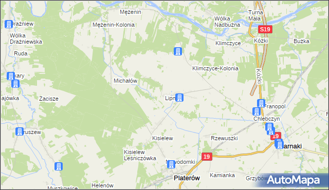 mapa Lipno gmina Platerów, Lipno gmina Platerów na mapie Targeo
