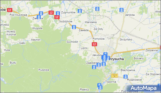 mapa Lipno gmina Przysucha, Lipno gmina Przysucha na mapie Targeo