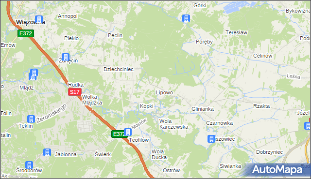 mapa Lipowo gmina Wiązowna, Lipowo gmina Wiązowna na mapie Targeo