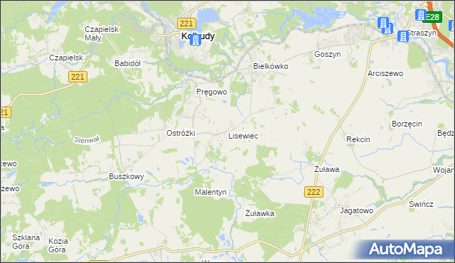 mapa Lisewiec, Lisewiec na mapie Targeo