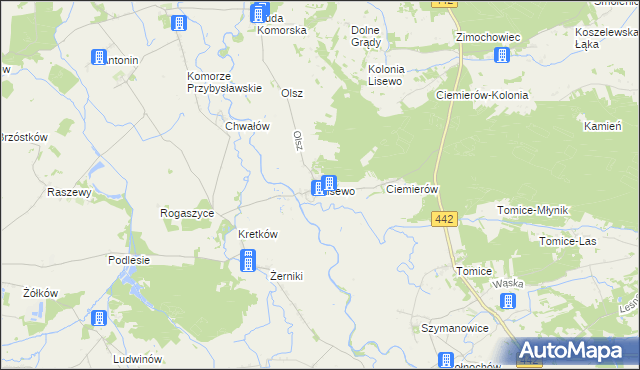 mapa Lisewo gmina Pyzdry, Lisewo gmina Pyzdry na mapie Targeo