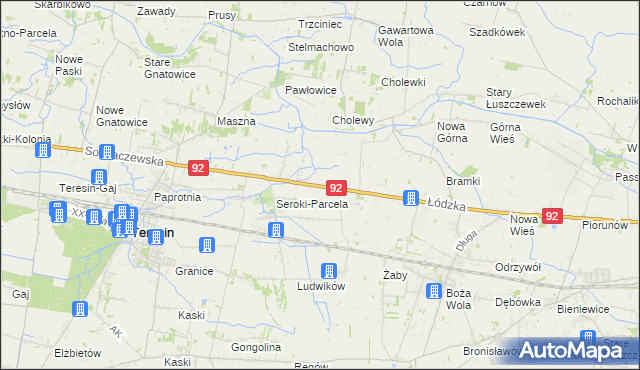 mapa Lisice gmina Teresin, Lisice gmina Teresin na mapie Targeo