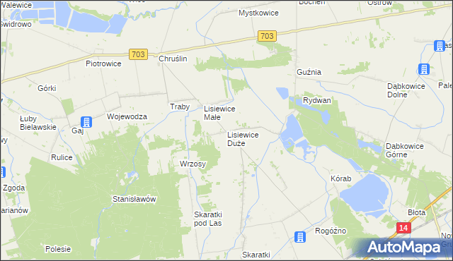 mapa Lisiewice Duże, Lisiewice Duże na mapie Targeo